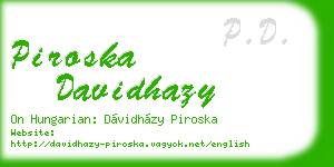 piroska davidhazy business card